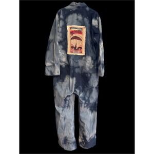 Authentic Vintage 70s Workwear Coveralls Bleach Dye Rainbow Patch Jumpsuit